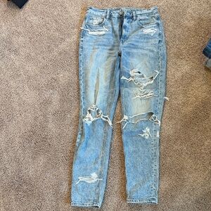American Eagle Outfitters Light Blue Distressed Straight Leg Jeans